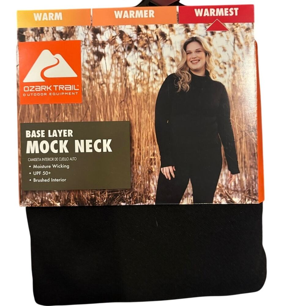 Ozark Trail Women’s Small  Mock Neck‎ Base Layer Top Black UPF50 Moisture NEW